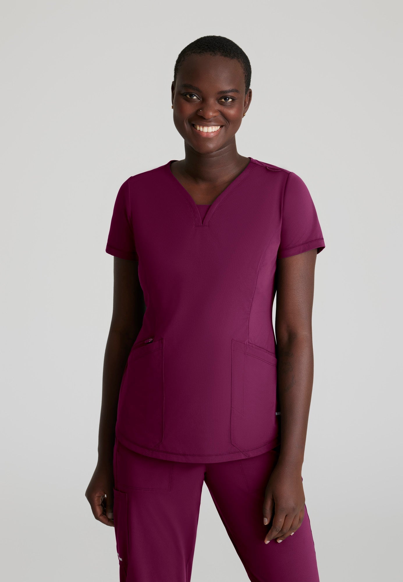 Serene Knit Top - Wine - Jen's Scrubs